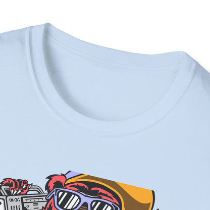 Rad Hip Hop Bear Boombox T-Shirt - Retro Street Style Graphic Tee for Music Lovers & 90s Fans