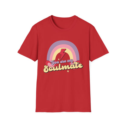 Retro Soulmate T-Shirt | Groovy Pastel Rainbow & Hearts Couple Tee | Perfect Romantic Valentine's Day Gift for Him or Her