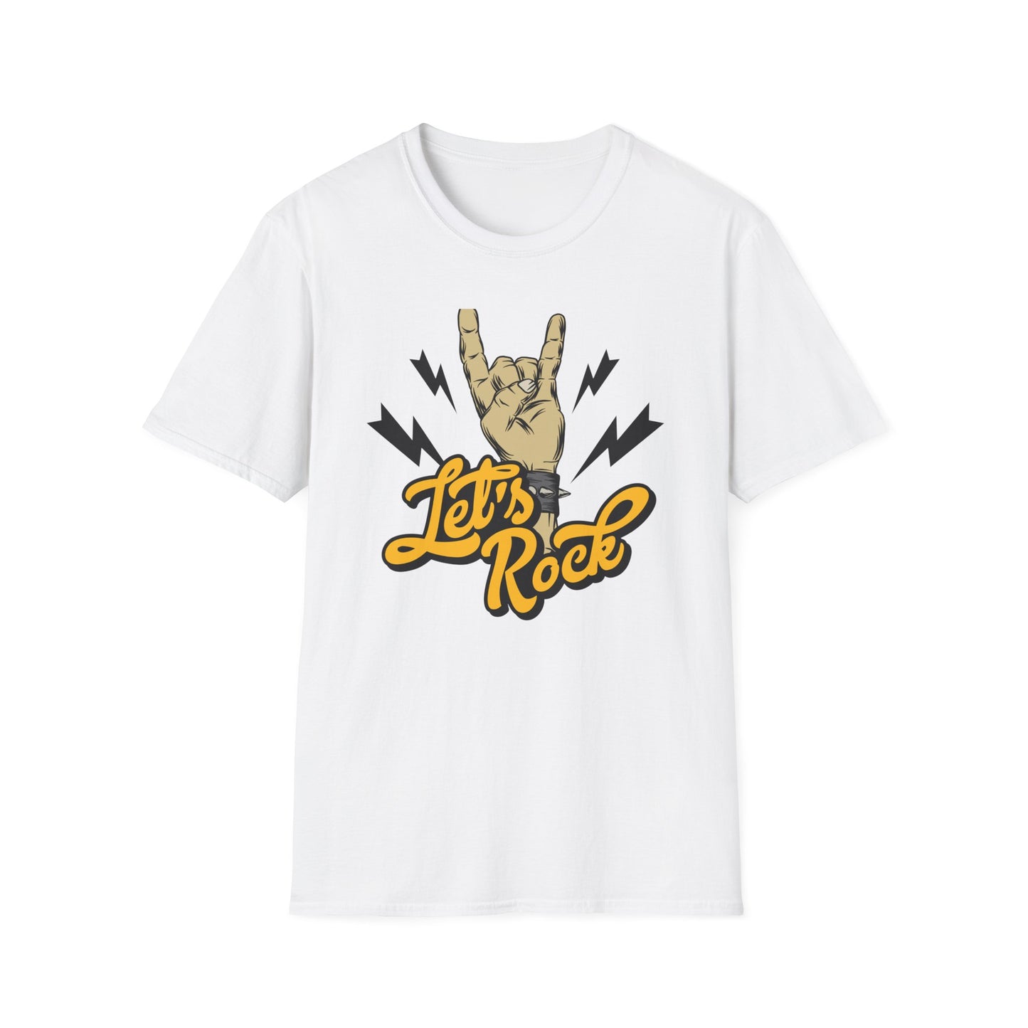 Epic Let's Rock On T-Shirt - Electrifying Rock N Roll Hand Sign Tee for Music Lovers & Concerts | Dynamic Spiked Wristband Design