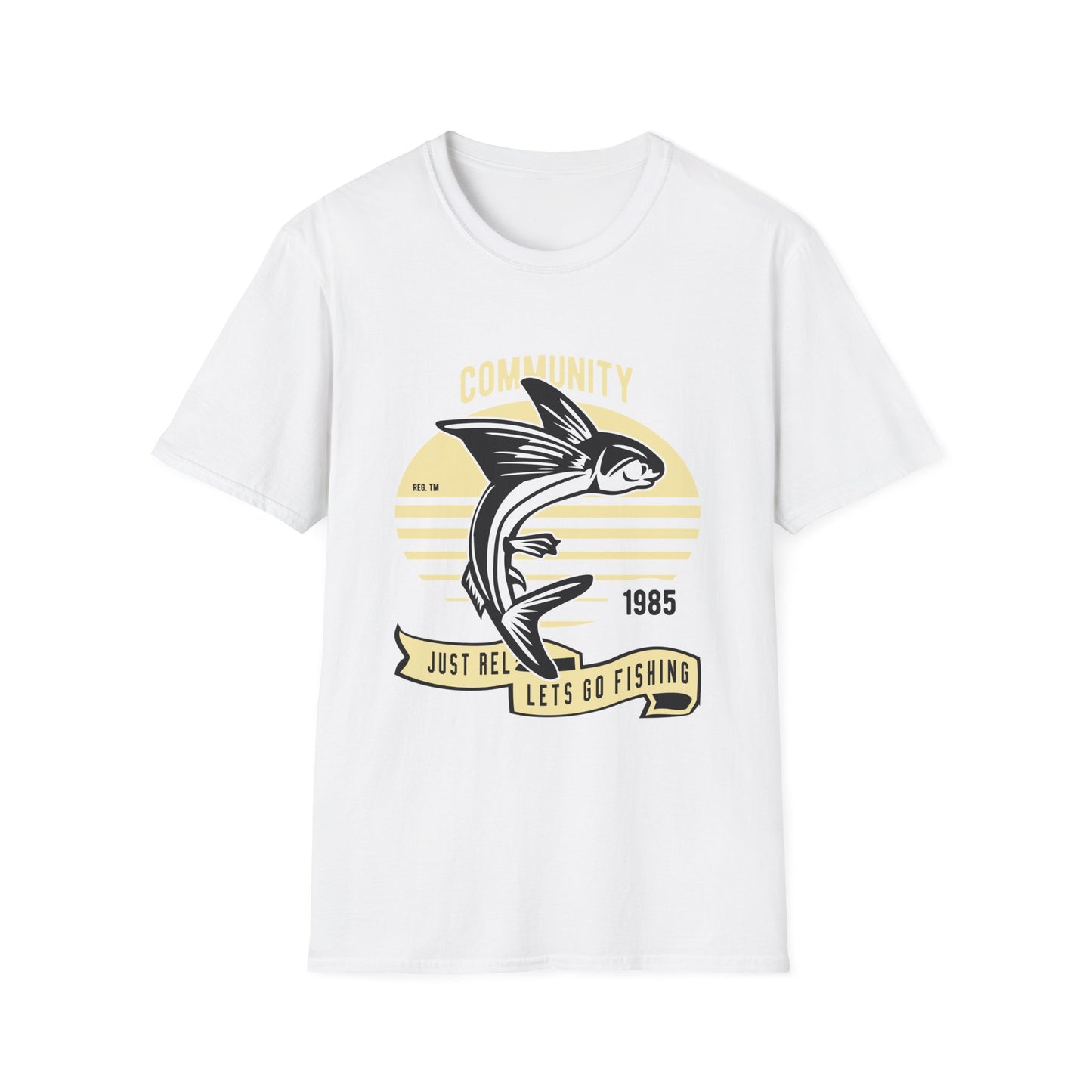 Classic Fishing Contest Community T-Shirt | Just Relax Let's Go Fishing Tee | Retro Jumping Fish Angler Apparel Gift