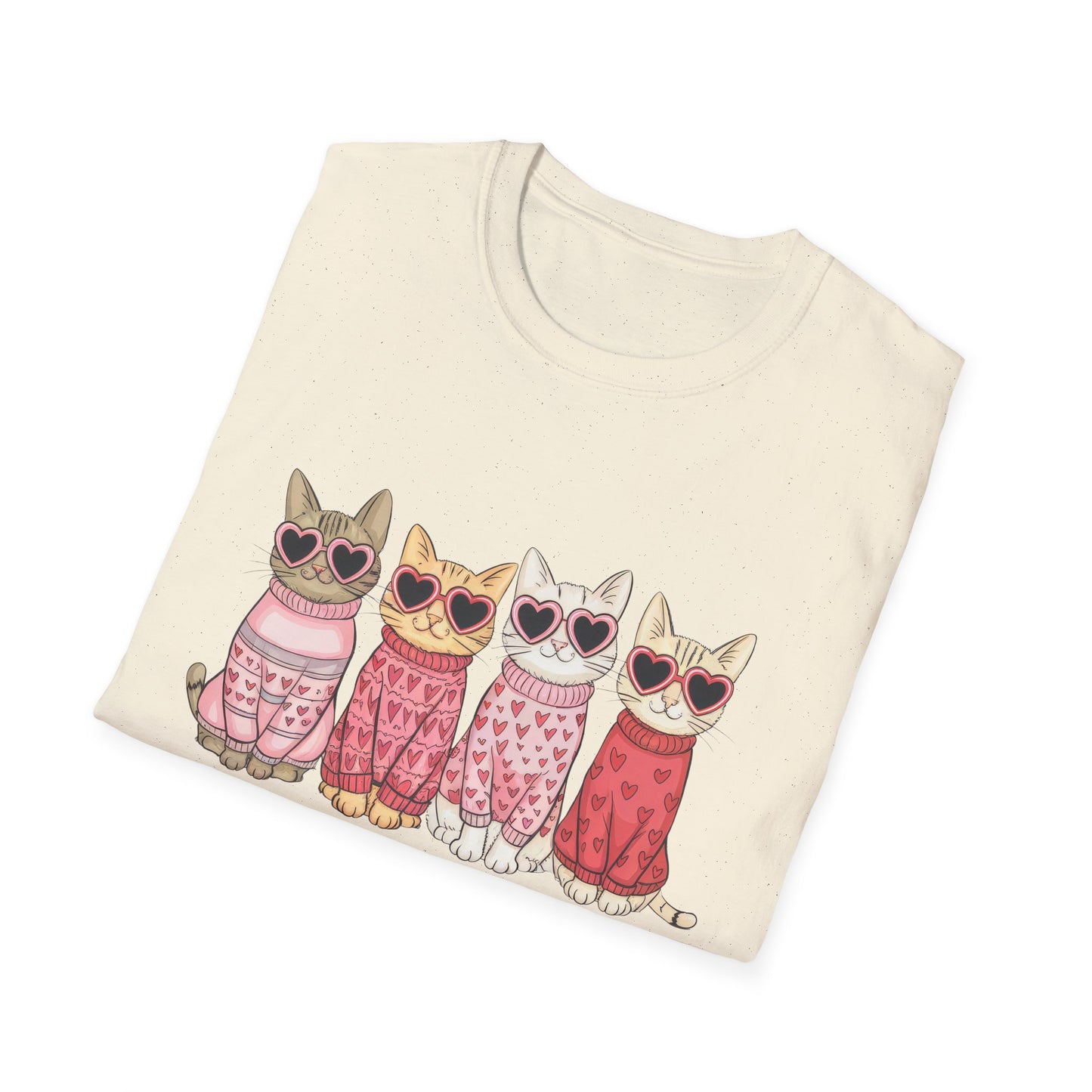 Purrfect Happy Meowwventine's T-Shirt | Adorable Cats with Heart Sunglasses | Unique Valentine's Day Gift for Cat Lovers