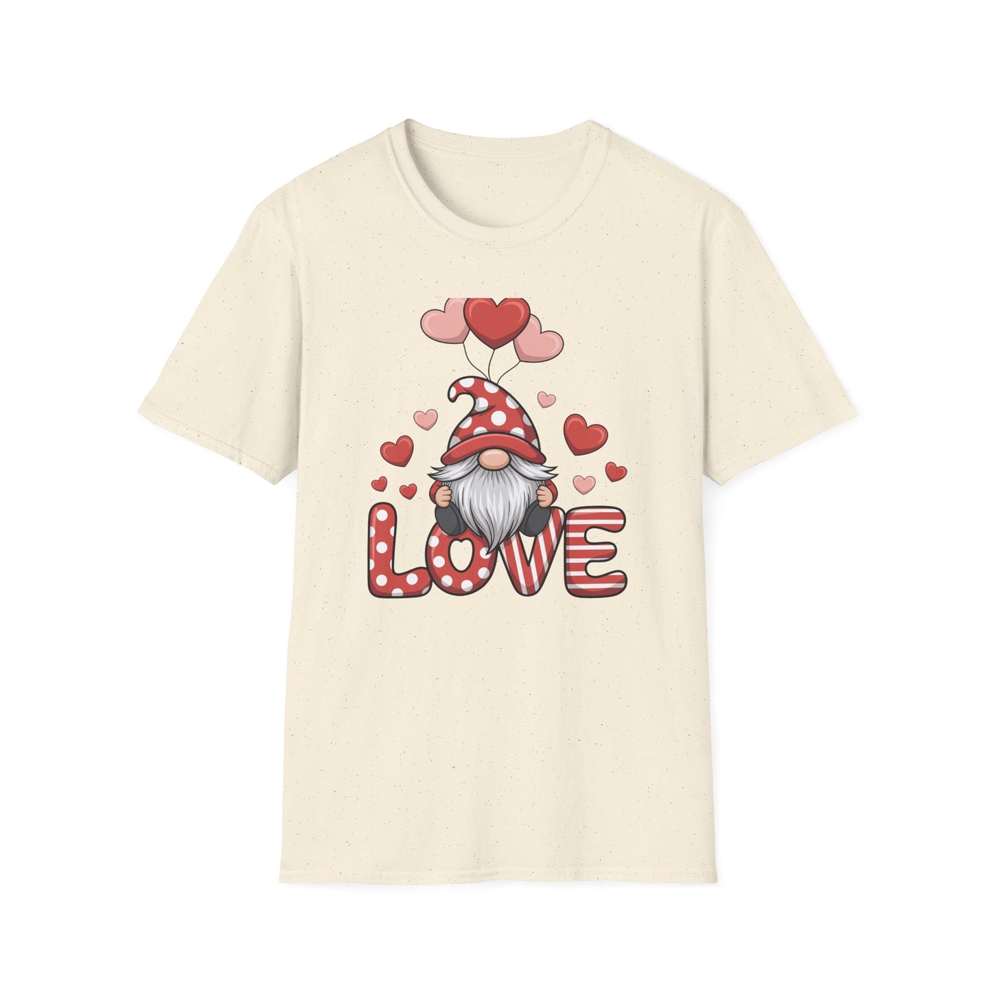 Charming Valentine Gnome Love T-Shirt | Cute Heart Design & Polka Dot Hat | Sweet Holiday Gift for Her