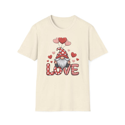 Charming Valentine Gnome Love T-Shirt | Cute Heart Design & Polka Dot Hat | Sweet Holiday Gift for Her