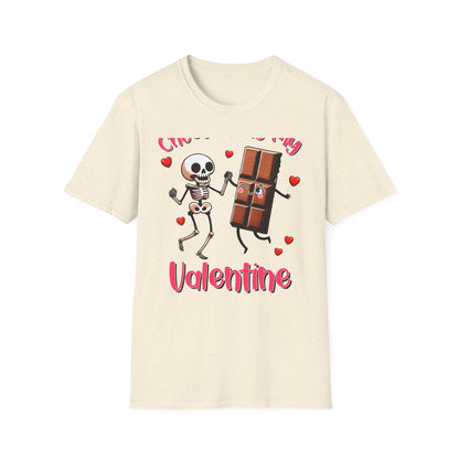 Funny Skeleton & Chocolate Valentine T-Shirt - Adorable 'Chocolate is My Valentine' Tee for Sweethearts & Singles