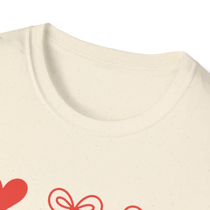 Adorable Valentine's Day Hearts & Bows T-Shirt | Sweet Romantic Love Graphic Tee for Women, Girls & Teens