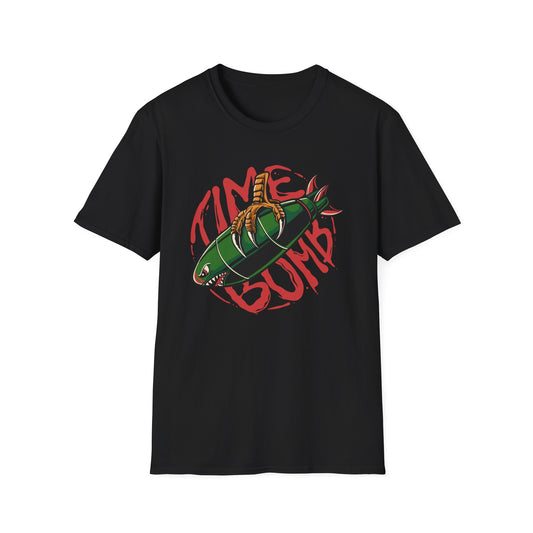 Bold Time Bomb Shark Missile T-Shirt | Edgy Tattoo Style Graphic Tee | Unleash Your Unique Statement