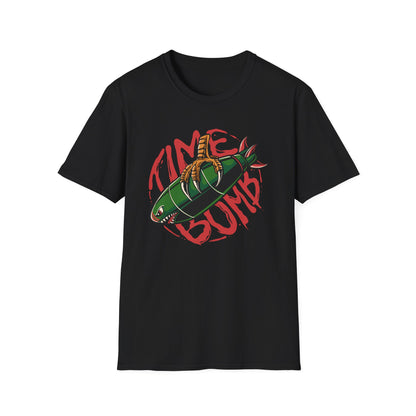 Bold Time Bomb Shark Missile T-Shirt | Edgy Tattoo Style Graphic Tee | Unleash Your Unique Statement