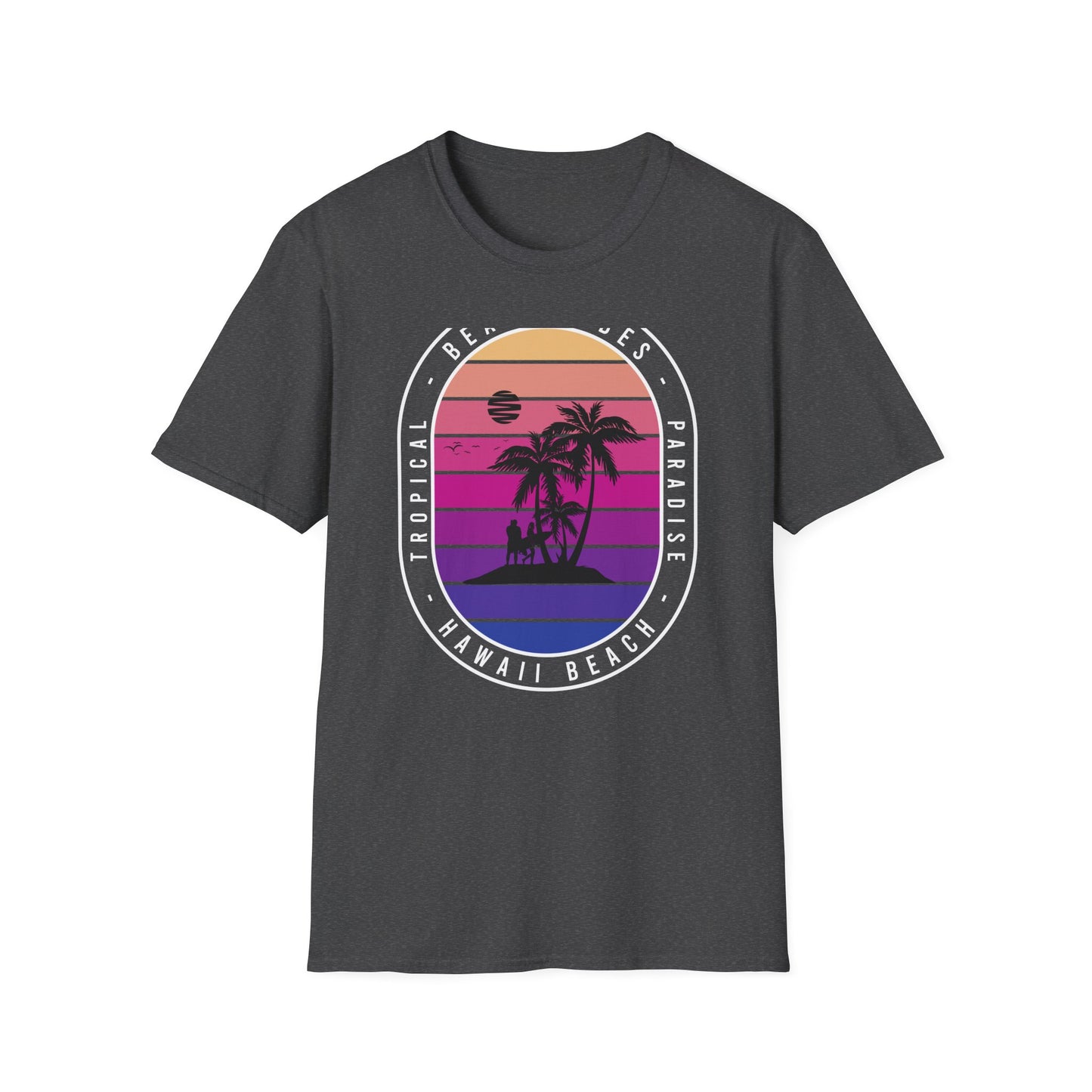 Epic Retro Sunset Hawaii Beach Vibes T-Shirt | Surfer Tropical Paradise Vacation Tee | Island Palm Tree Design Gift