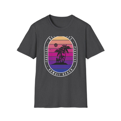 Epic Retro Sunset Hawaii Beach Vibes T-Shirt | Surfer Tropical Paradise Vacation Tee | Island Palm Tree Design Gift