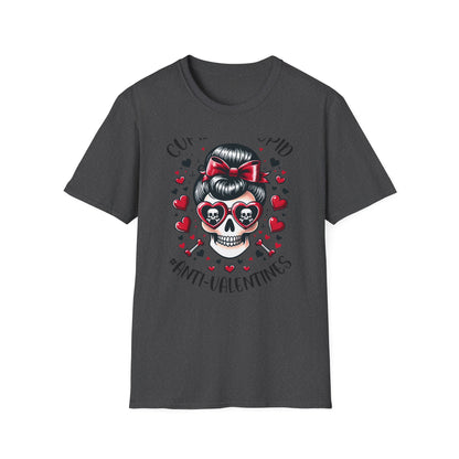 Epic Anti-Valentines Skull T-Shirt - Sarcastic "Cupid Is Stupid" Tee for Edgy Souls
