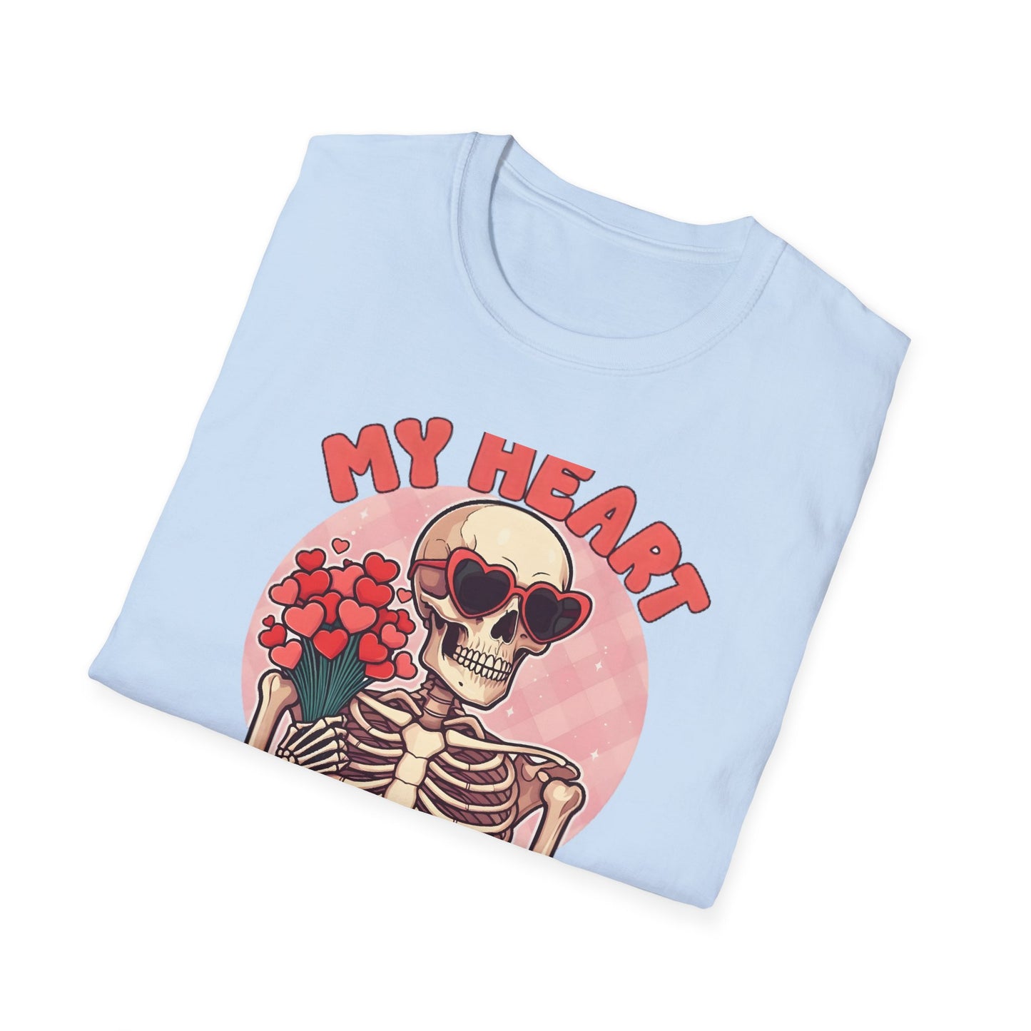 Adorably Spooky 'My Heart For You' Skeleton T-Shirt - Unique Valentine's Day & Romantic Gift Apparel for Couples
