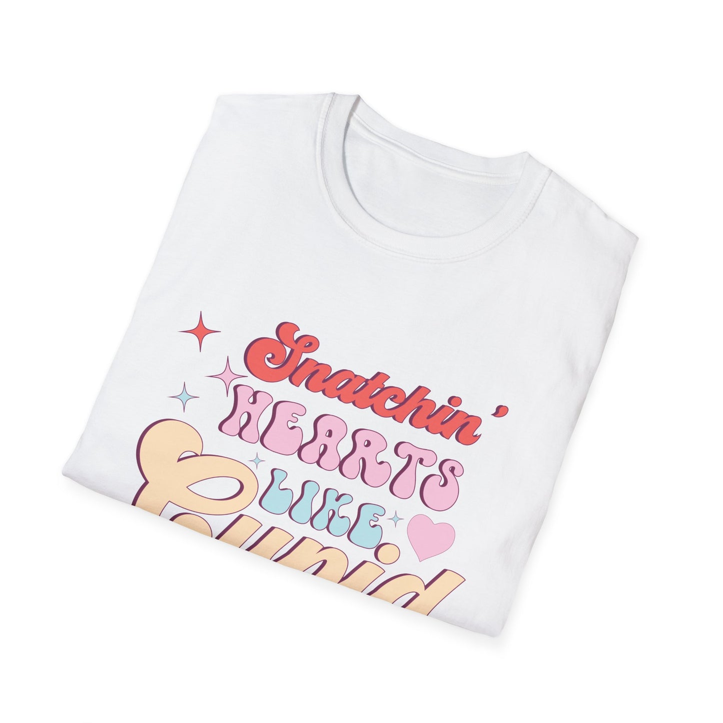 Snatchin' Hearts Like Cupid Groovy T-Shirt | Trendy Retro Valentine's Tee for Her | Playful Flirty Love & Romance Style