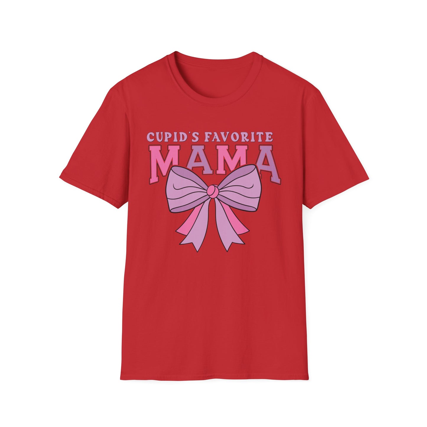 Cupid's Favorite Mama T-Shirt | Unique Valentine's & Mother's Day Gift for Her | Cute Pink Bow Graphic Tee