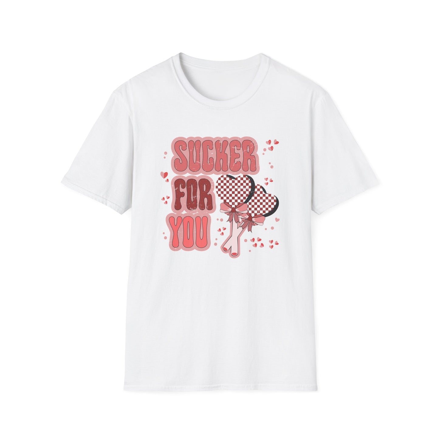 Sweet Sucker For You T-Shirt | Retro Checkered Heart Lollipops | Valentine's Day Love Gift | Adorable & Trendy Romantic Tee