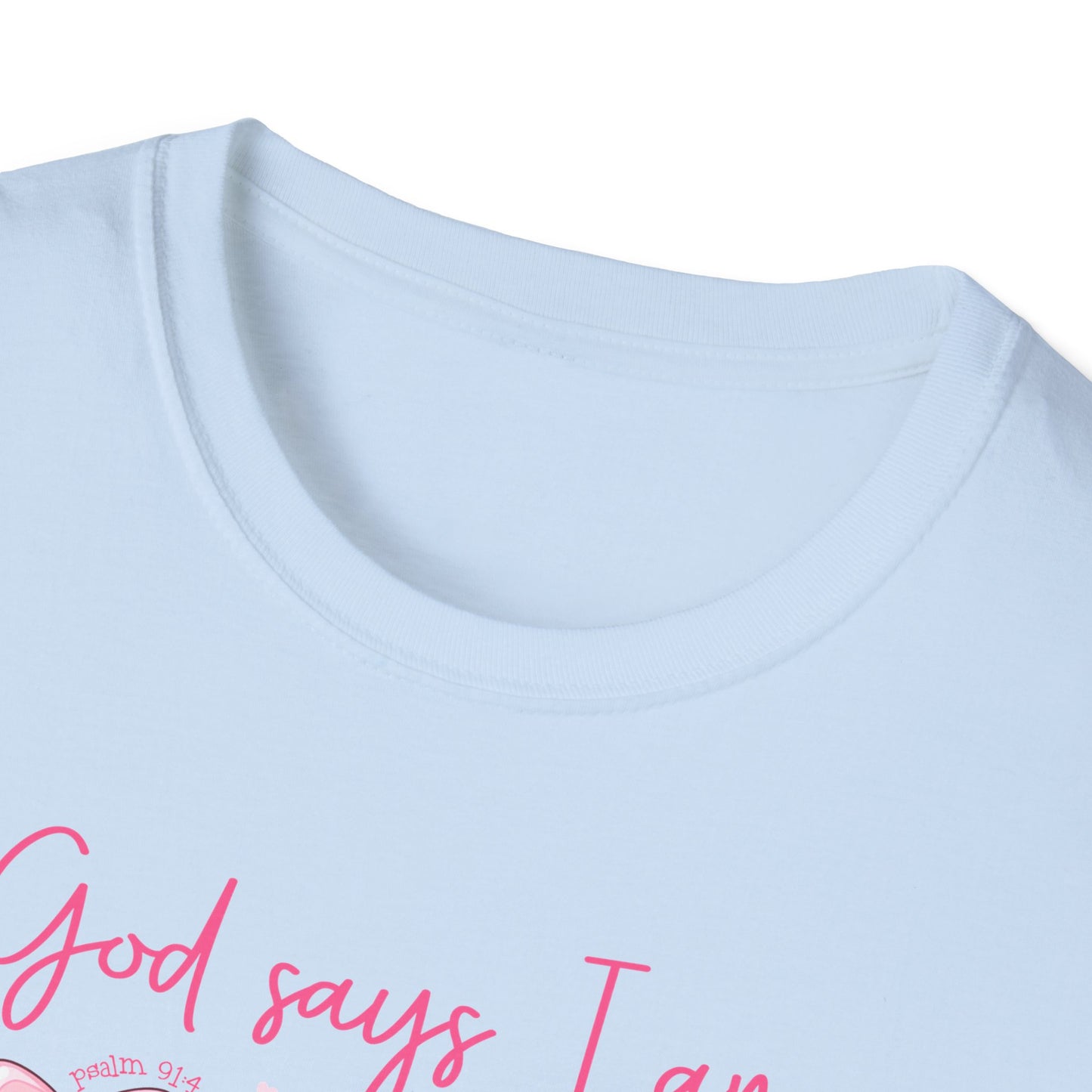 Powerful "God Says I Am" Christian T-Shirt for Women | Inspiring Bible Verse & Pink Bows Tee | Empowering Faith Gift