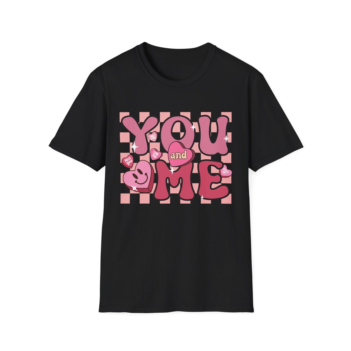 Sweet Retro YOU and ME T-Shirt - Groovy Valentine's Day Candy Heart Love Couple Tee