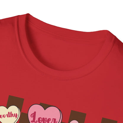 Empowering 'You Are' Positive Affirmation T-Shirt - Retro Candy Heart Self-Love Tee for Women & Teens - Ultimate Confidence Booster Gift