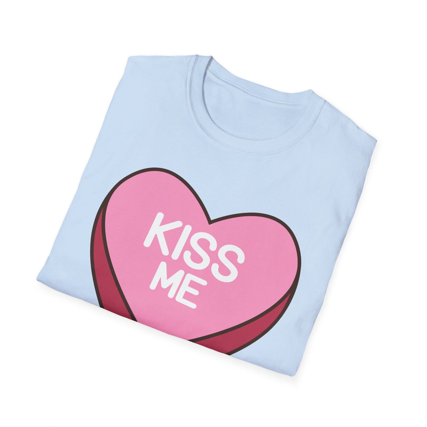 Adorable "Kiss Me" Conversation Heart T-Shirt | Sweet Valentine's Day Tee | Cute Romantic Candy Design Gift