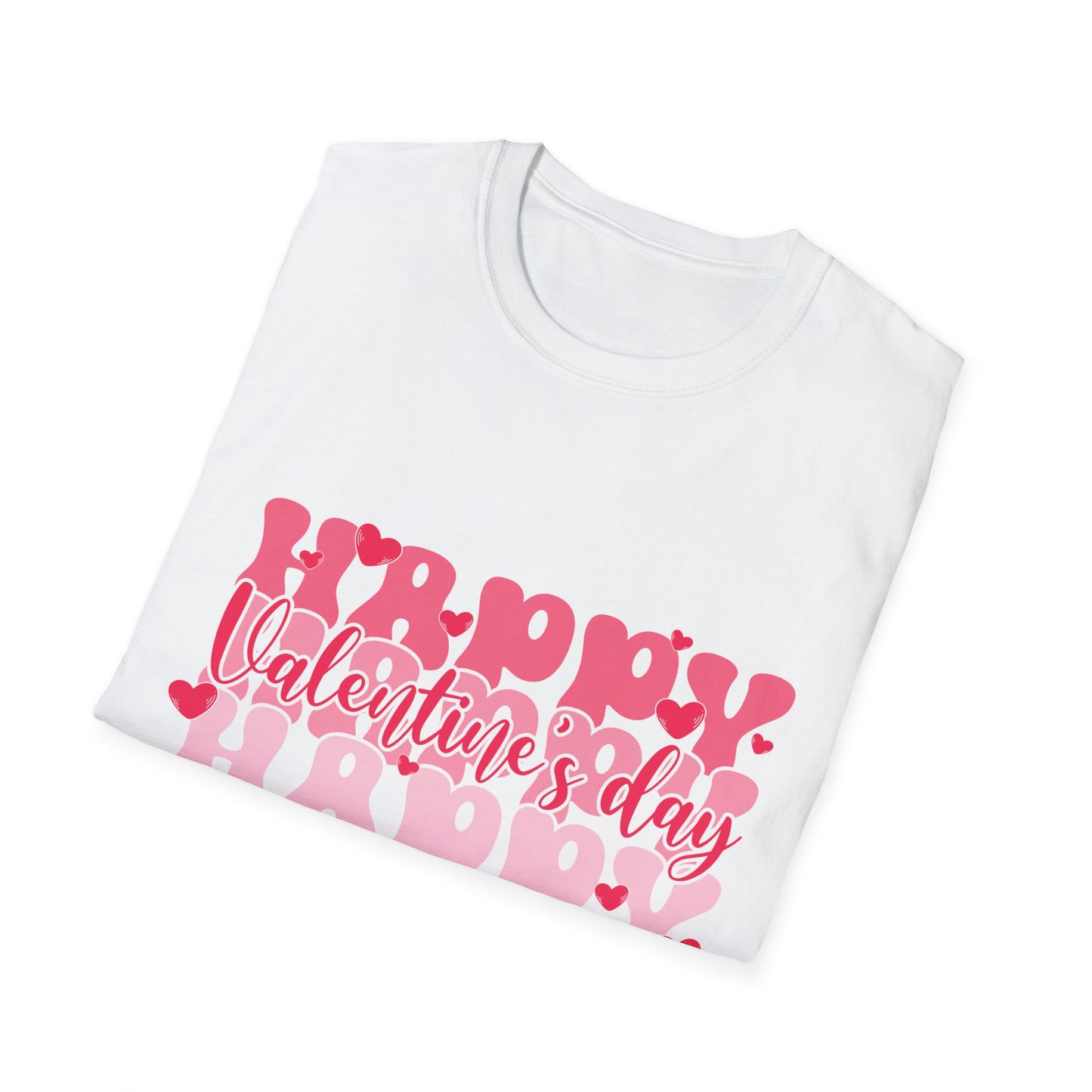 Groovy Happy Valentine's Day T-Shirt | Retro Pink Hearts Love Tee | Cute Festive Cupid Shirt for Women & Men