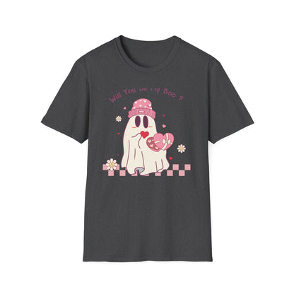 Adorable 'Will You Be My Boo' Ghost T-Shirt - Sweet Valentine's Day Proposal Tee - Cute Romantic Gift Apparel