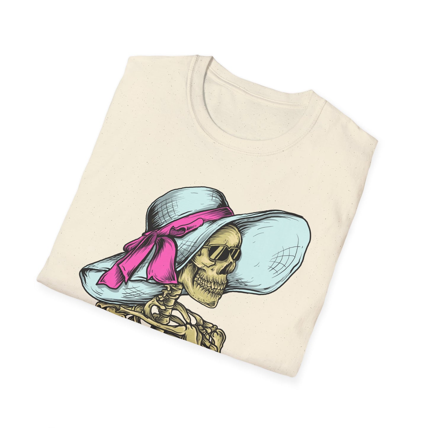 Effortlessly Chic Skeleton Sun Hat T-Shirt | Sassy Summer Beach Vacation Tee | Unique Women's Fashion
