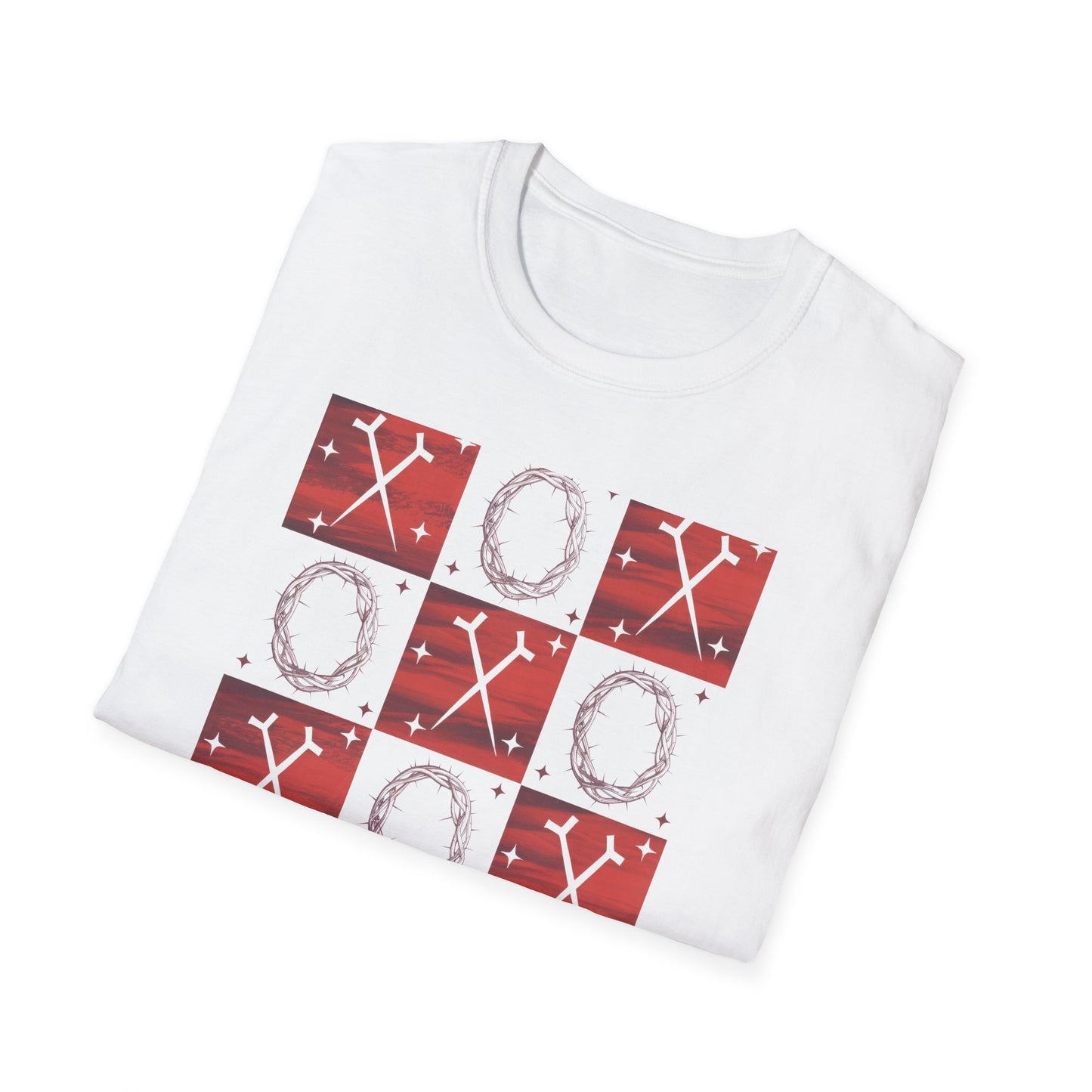 Meaningful Christian 'Original Love Letters' T-Shirt | Unique Cross & Crown of Thorns Design - Faith Tic-Tac-Toe Apparel