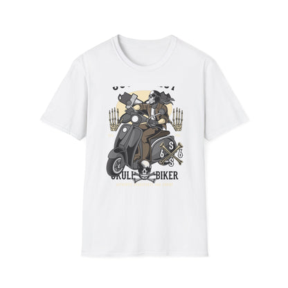 Bold Skull Scooterist T-Shirt | Vintage Biker Rider Tee for Men | Authentic Retro Old School Scooter & Crossbones Design