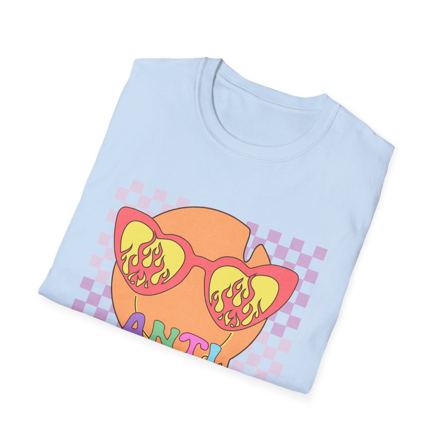 Unapologetic Anti Love Club T-Shirt | Edgy Broken Heart & Flame Sunglasses Tee | Retro Y2K Groovy Apparel