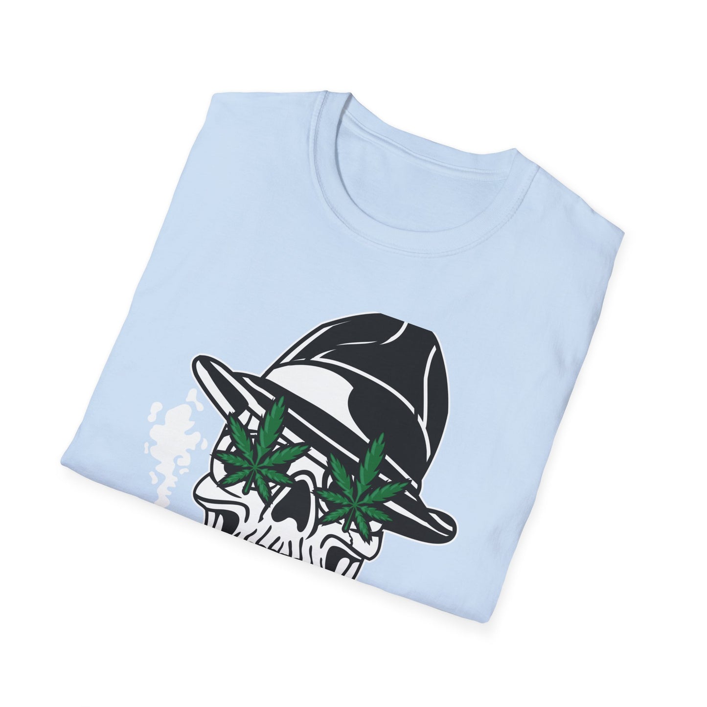 Dope Stoner Skull T-Shirt with Cannabis Leaves & Fedora Hat - Unique 420 Smoker Tee | Epic Pot Leaf Design Apparel