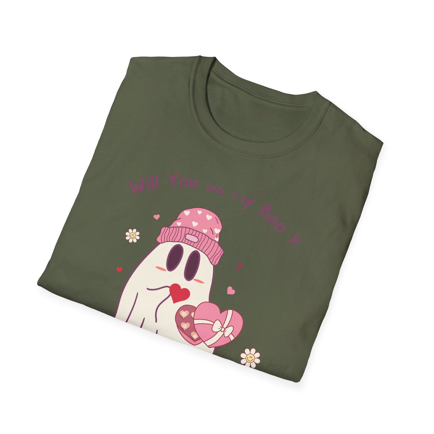 Adorable 'Will You Be My Boo' Ghost T-Shirt - Sweet Valentine's Day Proposal Tee - Cute Romantic Gift Apparel