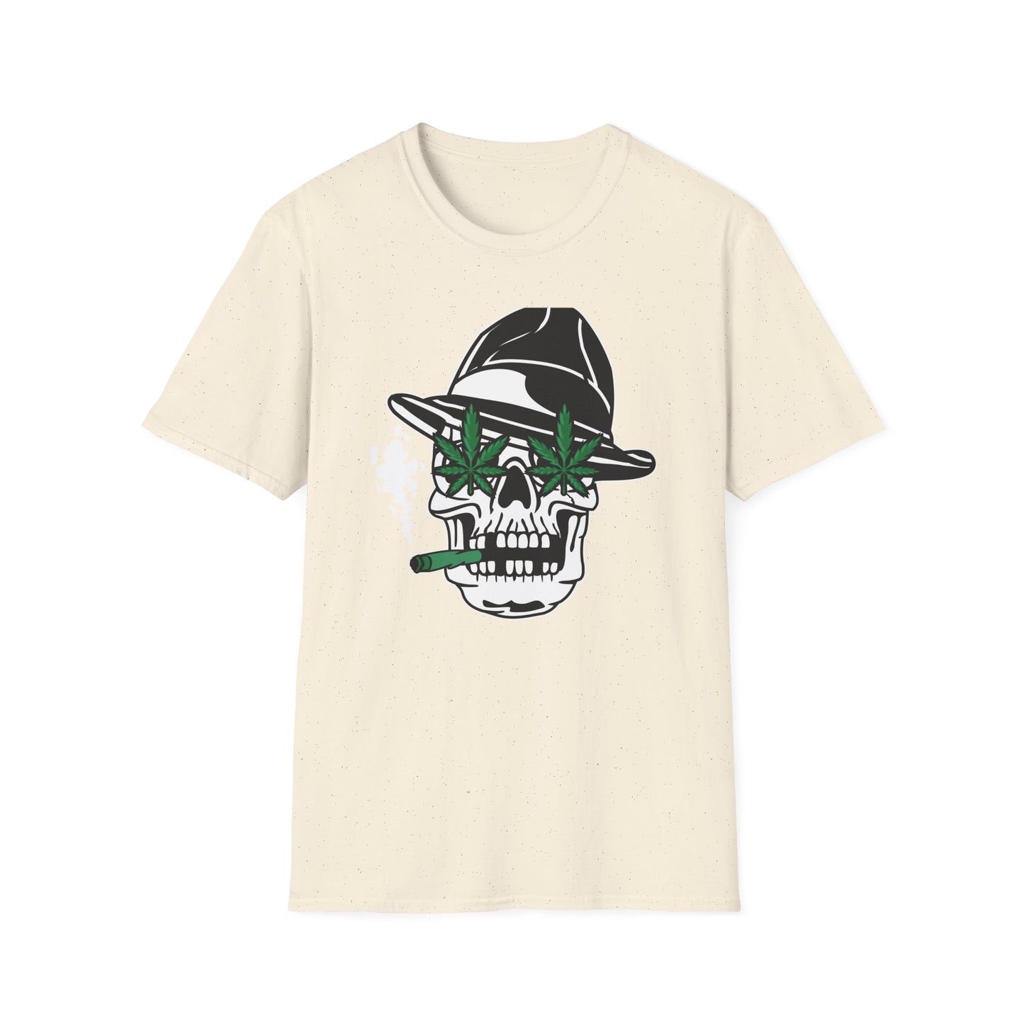 Dope Stoner Skull T-Shirt with Cannabis Leaves & Fedora Hat - Unique 420 Smoker Tee | Epic Pot Leaf Design Apparel