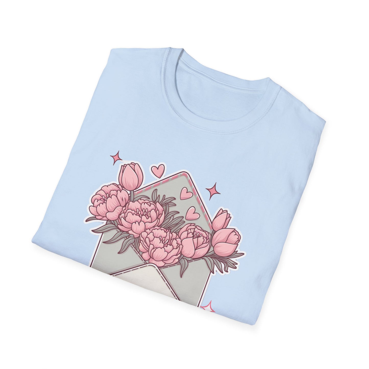 Charming 'Take All My Love' Floral T-Shirt - Romantic Peony & Tulip Envelope Tee | Sweet Valentine's Day Gift for Her