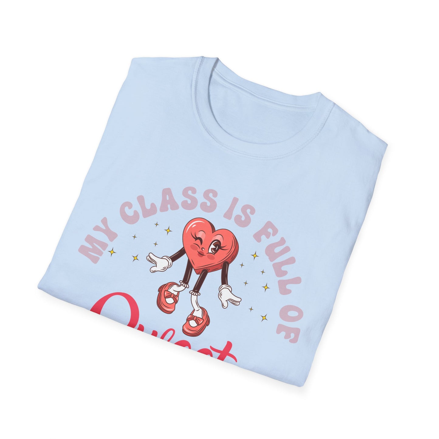Adorable 'My Class is Full of Sweethearts' Teacher T-Shirt - Retro Valentine's Day Educator Gift - Cute Winking Heart Tee