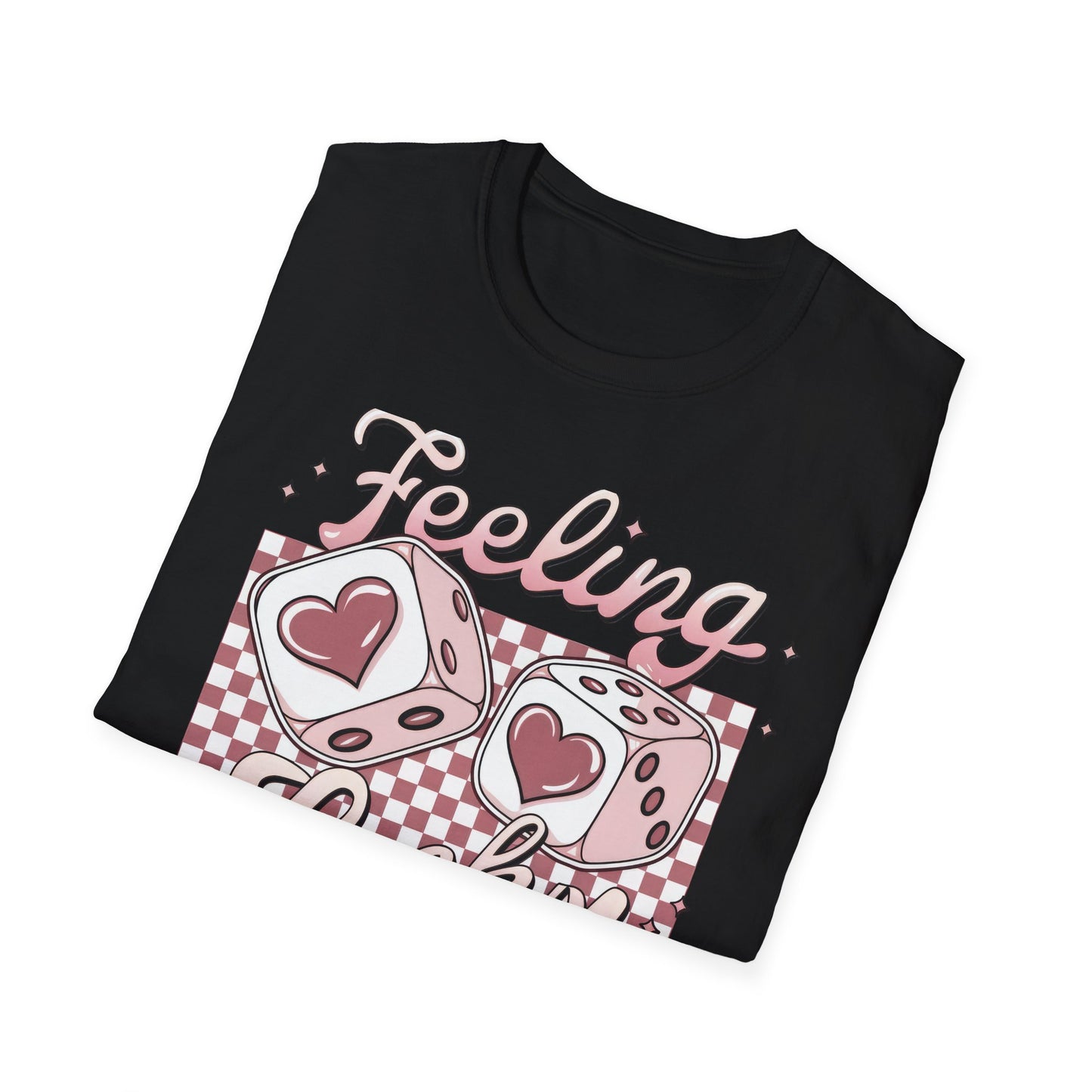 Feeling Lucky Dice Hearts T-Shirt | Chic Pink Aesthetic Tee | Trendy & Playful Love Design for Her