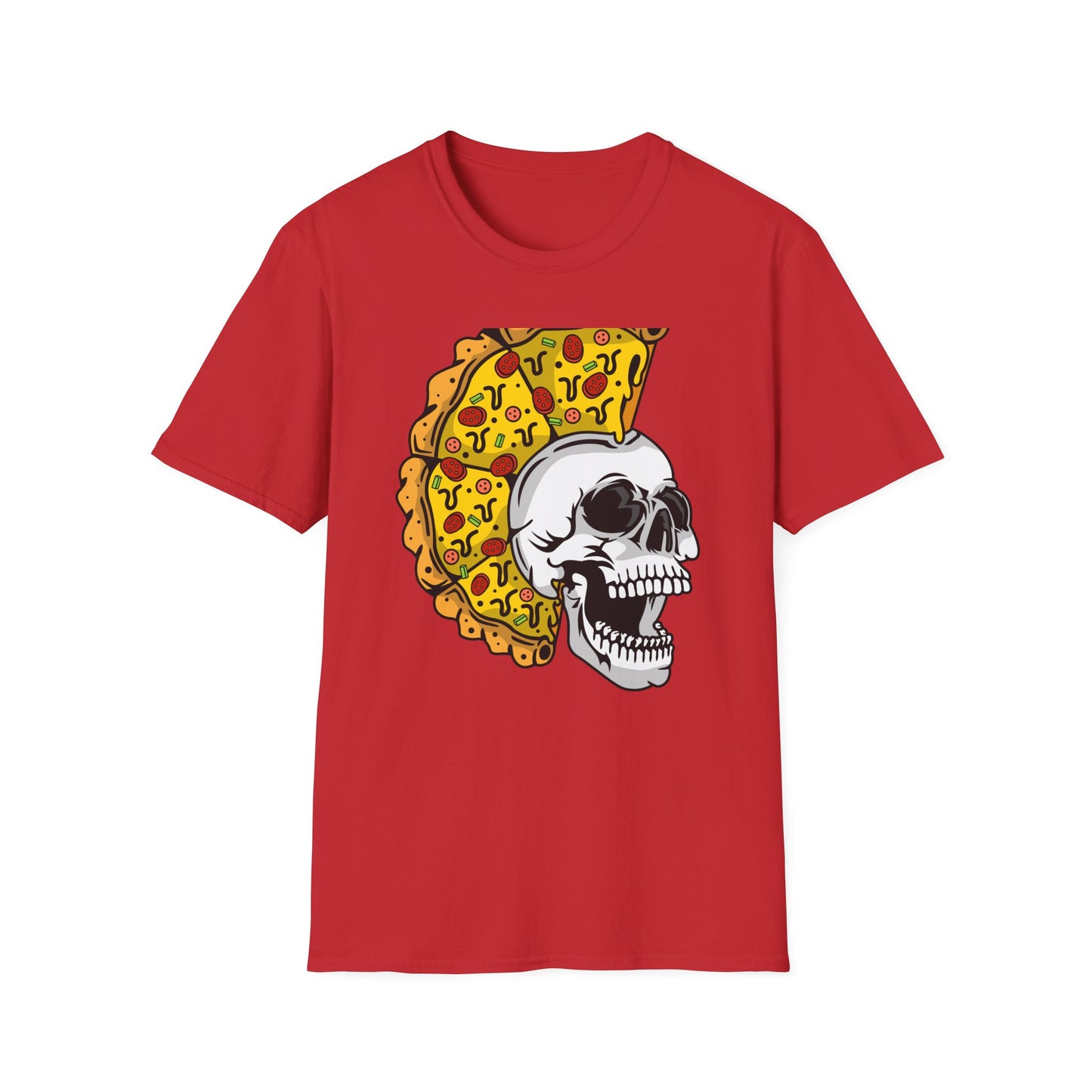 Epic Pizza Mohawk Skull T-Shirt | Radical Foodie & Punk Rock Style Tee | Unique Apparel for Men & Women