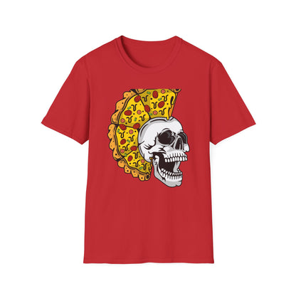 Epic Pizza Mohawk Skull T-Shirt | Radical Foodie & Punk Rock Style Tee | Unique Apparel for Men & Women