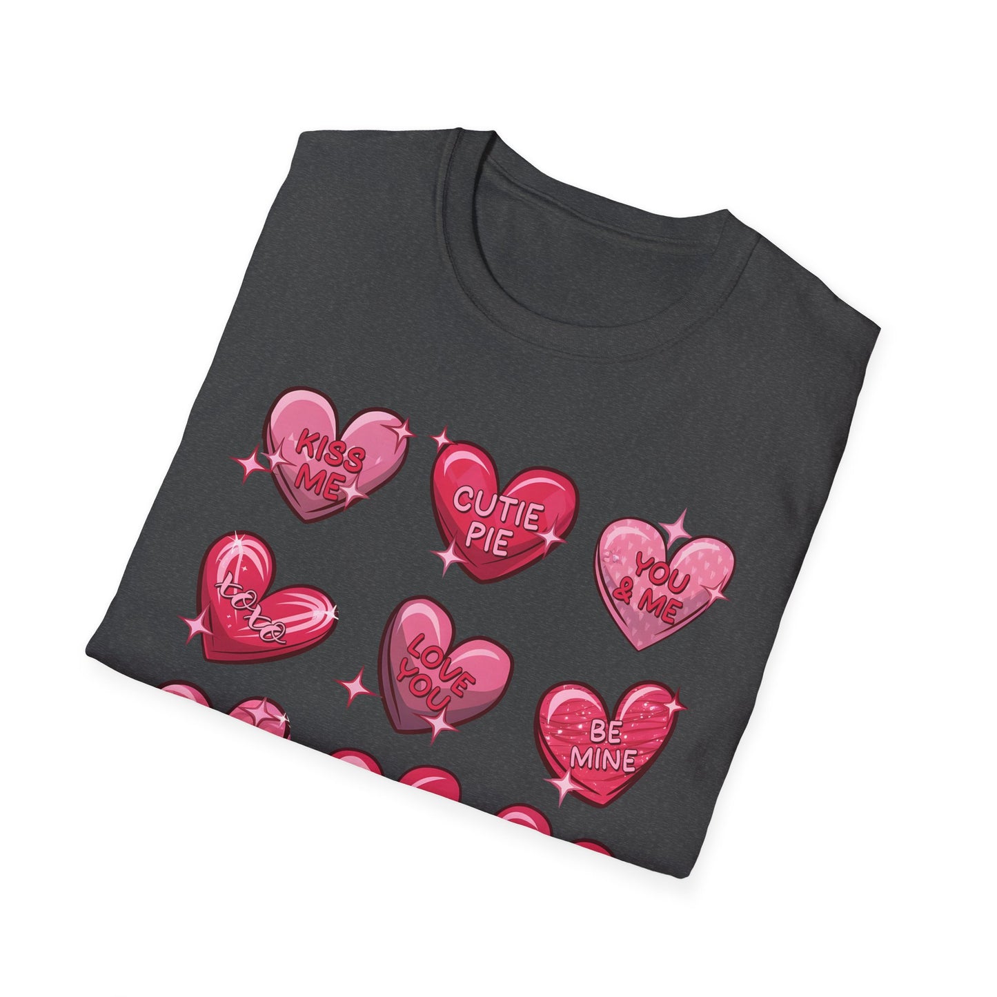 Charming Sweetheart Candy Hearts T-Shirt | Iconic Valentine's Day Love Messages Tee for Couples & Friends