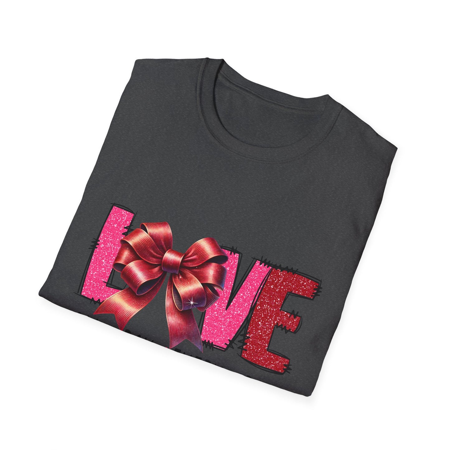 Sparkling LOVE Glitter Bow T-Shirt | Chic Valentine's Day Tee for Her | Dazzling Romantic Gift