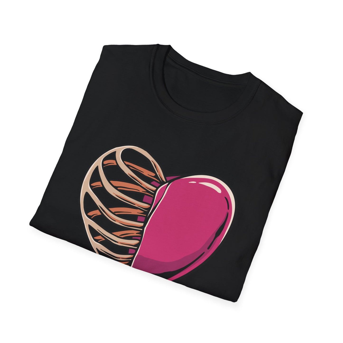 Intriguing Half Heart Rib Cage T-Shirt | Unique Anatomical Love & Vulnerability Tee Design