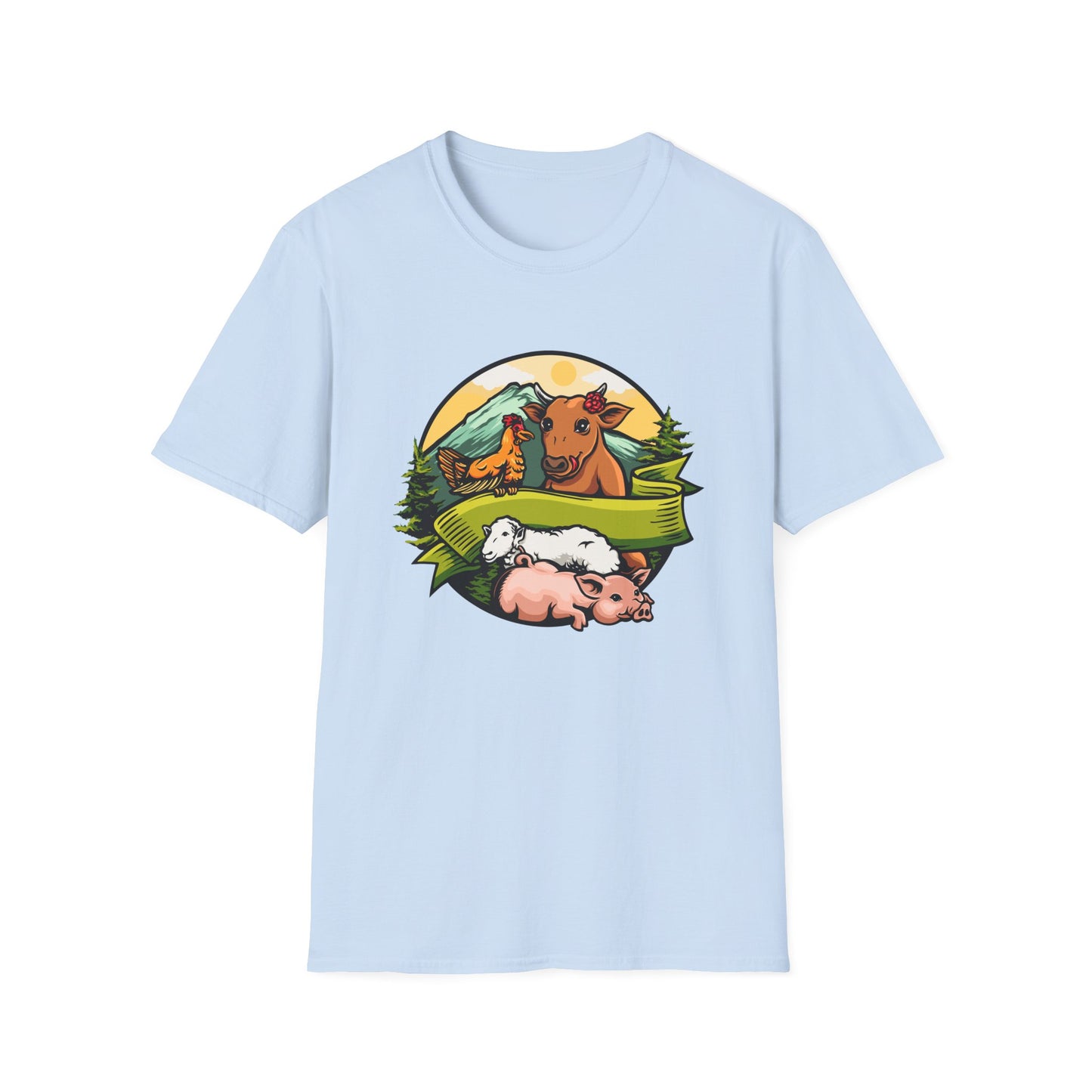 Charming Farm Animal Friends T-Shirt | Adorable Rustic Country Life Tee | Cow, Pig, Sheep & Chicken Design | Nature Lover's Gift