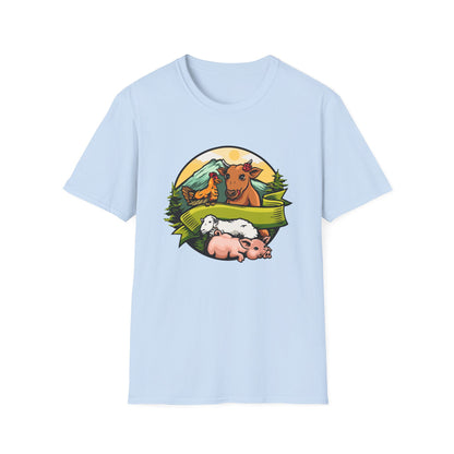 Charming Farm Animal Friends T-Shirt | Adorable Rustic Country Life Tee | Cow, Pig, Sheep & Chicken Design | Nature Lover's Gift