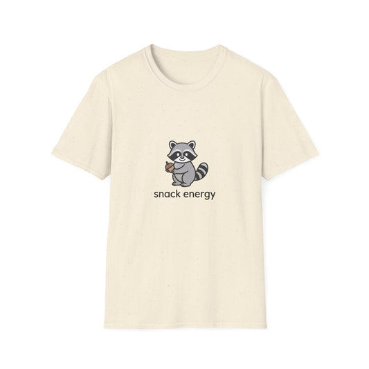 Adorable Raccoon Snack Energy T-Shirt | Cute Acorn Lover Tee | Irresistible Comfy Animal Graphic Shirt for Daily Boost