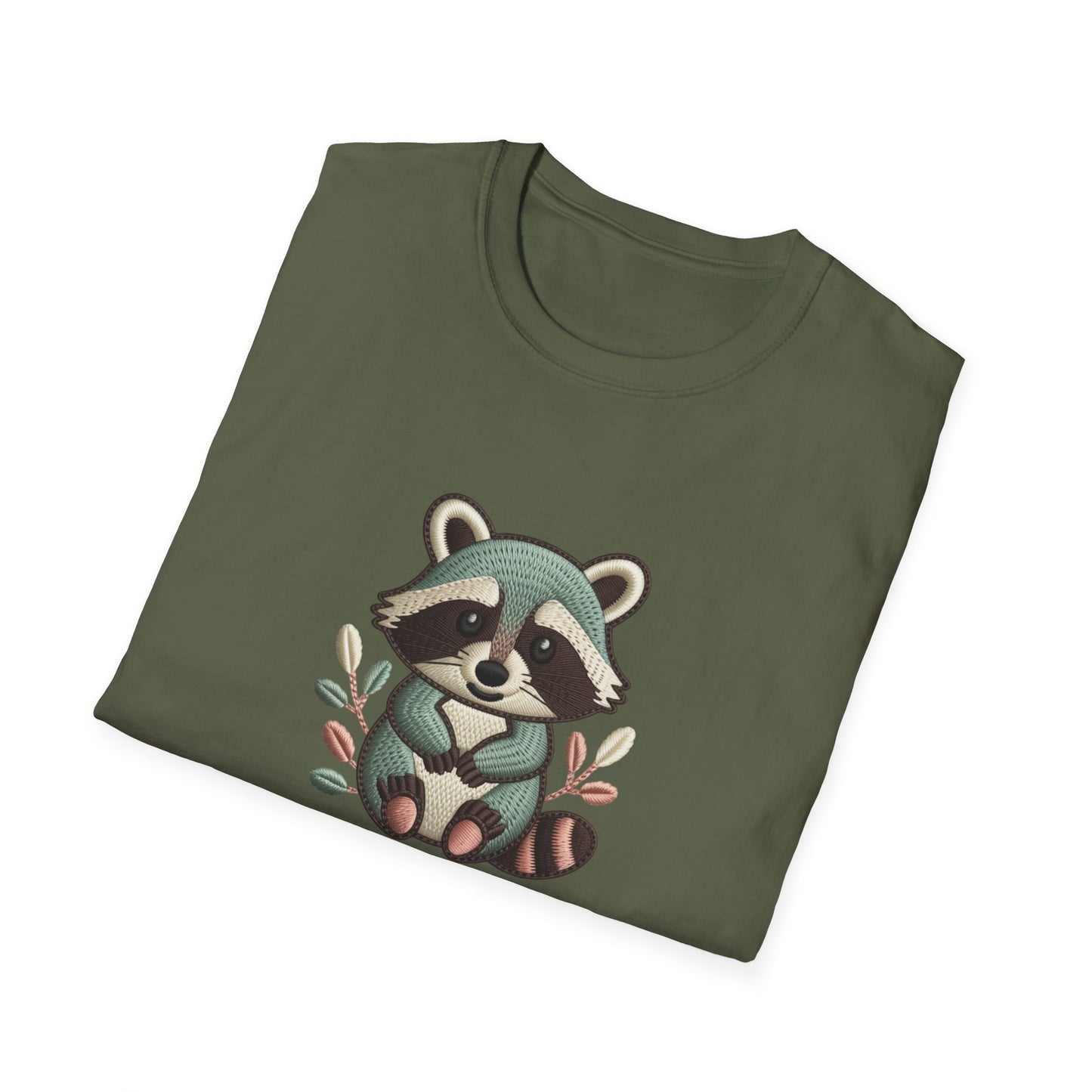 Adorable "Snack Life Chose Me" Raccoon T-Shirt | Funny Embroidered Style Animal Lover Tee | Cozy Unisex Foodie Gift