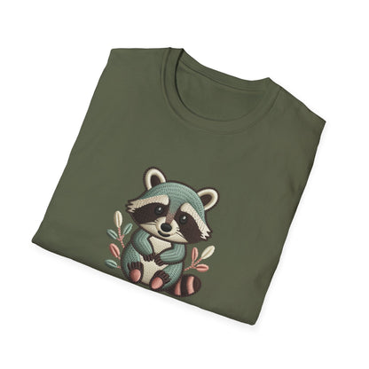 Adorable "Snack Life Chose Me" Raccoon T-Shirt | Funny Embroidered Style Animal Lover Tee | Cozy Unisex Foodie Gift