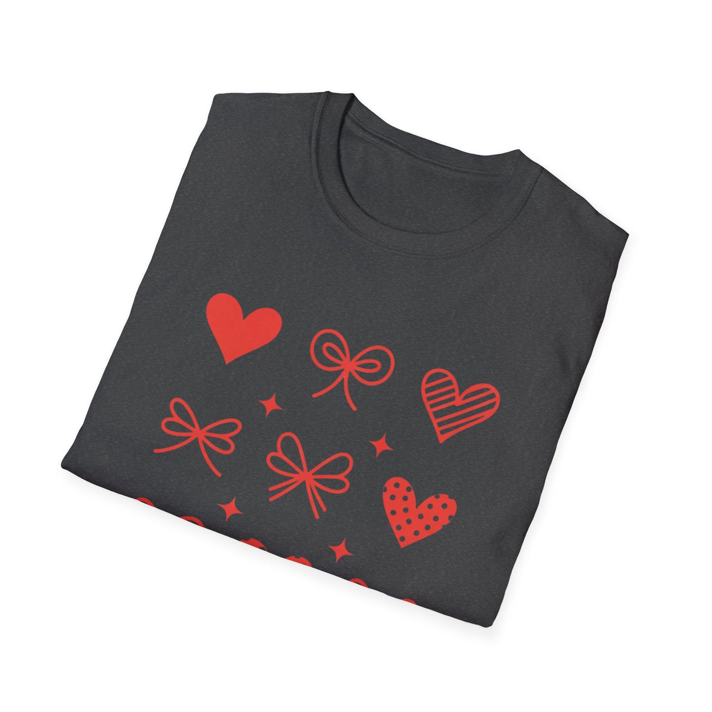 Adorable Valentine's Day Hearts & Bows T-Shirt | Sweet Romantic Love Graphic Tee for Women, Girls & Teens