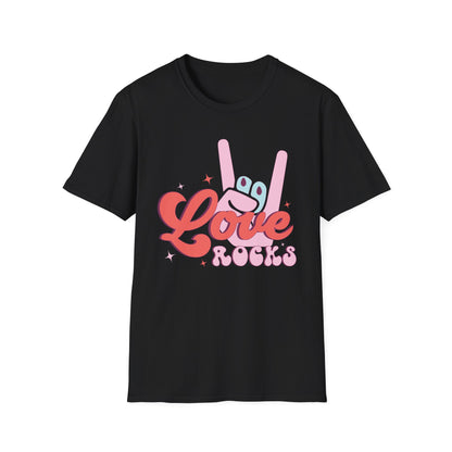 Epic Groovy 'Love Rocks' T-Shirt | Retro Rock On Hand Gesture Tee | Vibrant Vintage Music Lover Top