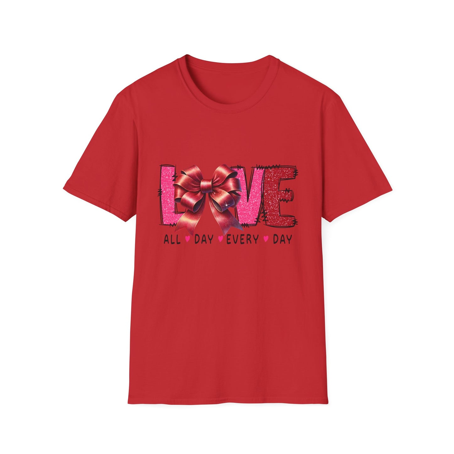 Sparkling LOVE Glitter Bow T-Shirt | Chic Valentine's Day Tee for Her | Dazzling Romantic Gift