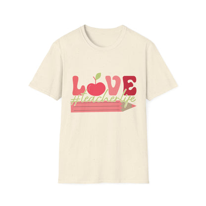 LOVE #teacherlife Apple & Pencil T-Shirt – Adorable & Unique Tee for Educators, Teachers, & School Staff | Perfect Appreciation Gift!