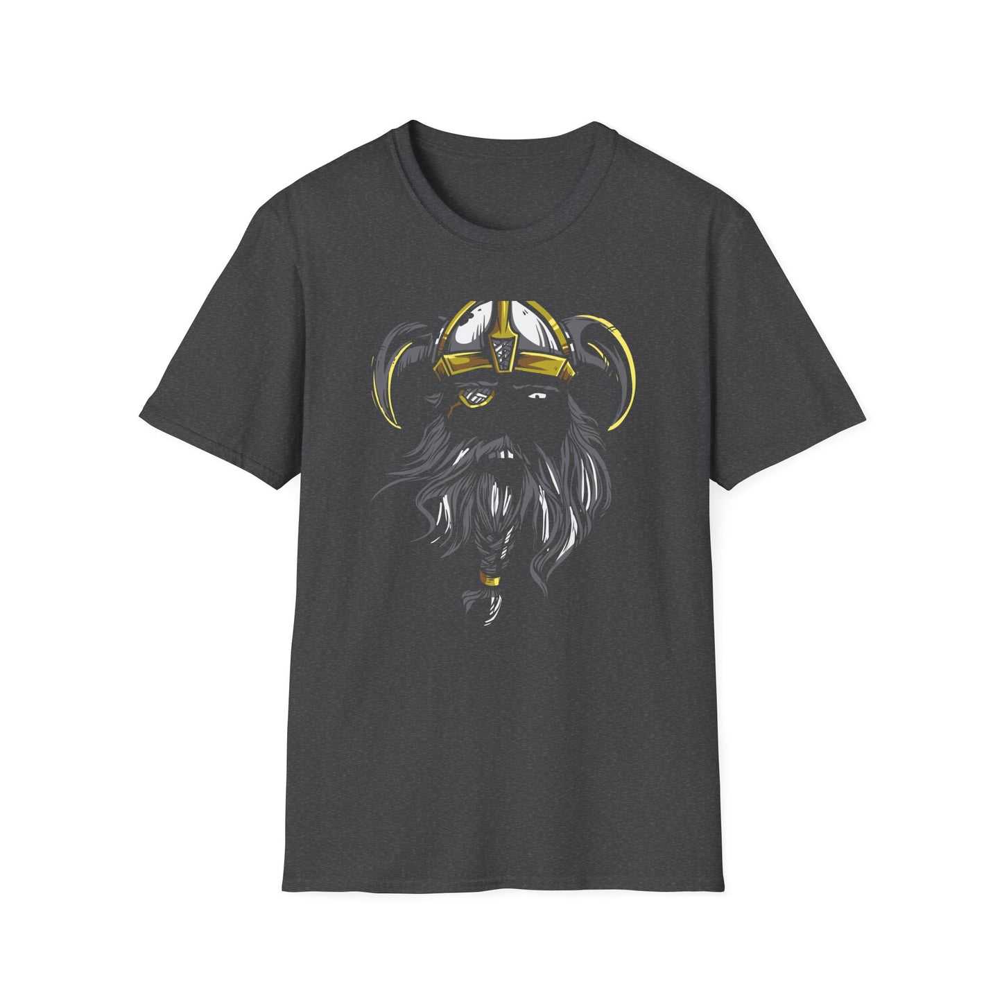 Majestic Viking T-Shirt: Legendary Norse Warrior with Golden Horned Helmet & Braided Beard - Epic Men's Tee Gift