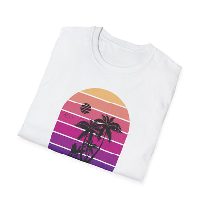 Epic Retro Sunset Hawaii Beach Vibes T-Shirt | Surfer Tropical Paradise Vacation Tee | Island Palm Tree Design Gift